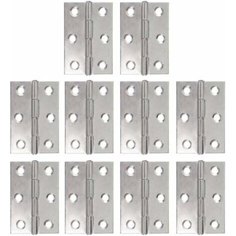 Lot de 10 charnières inox 48mm – 6 trous de fixation – Charnière silencieuse pour meubles – Acier inoxydable résistant à la corrosion (1/5)