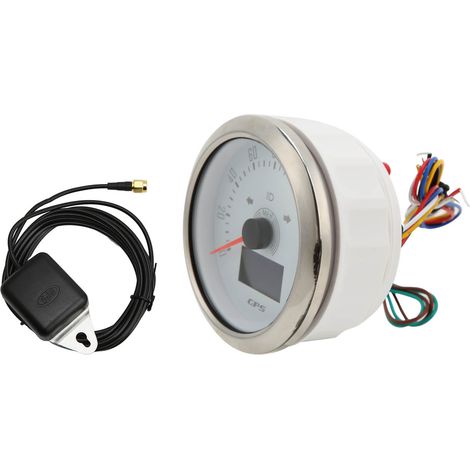GPS-Tachometer 0-160 MPH, LCD-Bildschirm, wasserdicht (IP67), mehrfarbige Hintergrundbeleuchtung, universell einsetzbar für Auto, Boot, Wohnmobil, Yacht, Weiß (1/5)