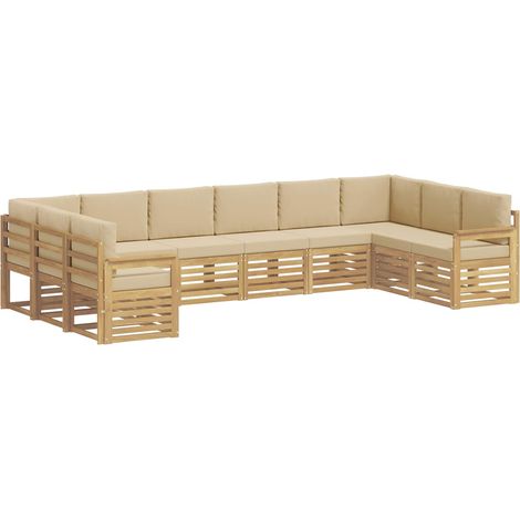 Ensemble de canapés d'extérieur 7 pc Blanc et Beige Polyester vidaXL (1/5)