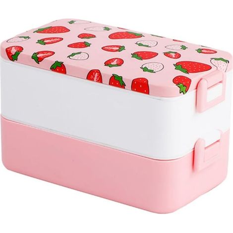 Boîte à bento portable GANAZONO, anti-déversement, motif fraise 2 (1/5)