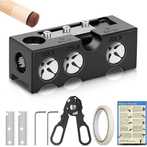 10-en-1 Billard Pool Cue Tip Shaper, Pool Cue Tips Kit de remplacement, Pool Cue Shaper, Pool Cue Tips Outil de réparation pour le remplacement et la mise en forme de pointes de cue