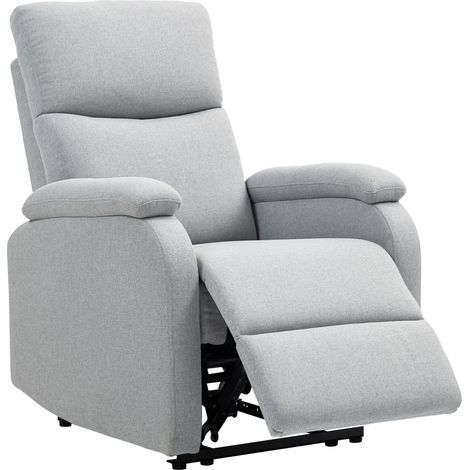 Fauteuil inclinable, fauteuil de relaxation avec dossier réglable et repose-pieds, fauteuil rembourré pour salon, gris