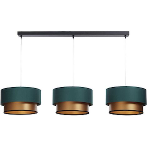 Suspension élégante vert bouteille effet cuivré lumière satinée - Vert bouteille satiné intérieur cuivre (1/4)