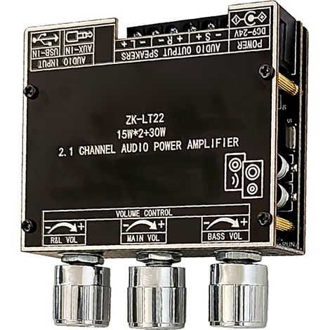 2.1-Kanal-Audioverstärkermodul mit Bluetooth, stufenloser Klangregelung und 10 Sounds, Audioverstärkerplatine (1/5)
