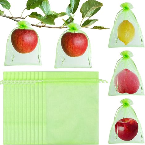 Confezione da 60 sacchetti protettivi riutilizzabili per alberi da frutto - 15,2 x 20,3 cm - Rete con coulisse - Verde