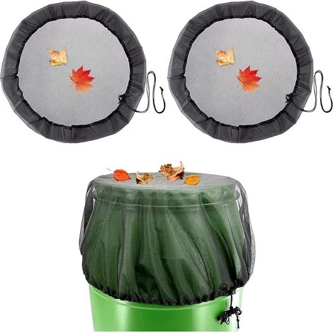 Set of 2 rain water tank nets, adjustable cord, tear-proof and weatherproof, protection against leaves and insects, diameter 120 cm (1/5)