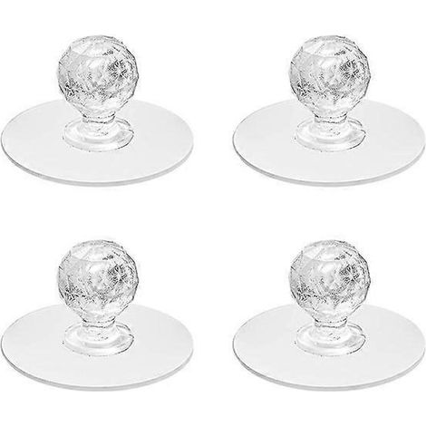 Poignées de tiroir rondes transparentes autocollantes en forme de diamant pour armoire (1/2)