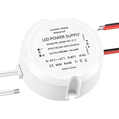 Transformateur 220V 24V 1.5A, Transformateur LED 36W Étanche IP66, Transformateurs Convertissant le Courant Alternatif en Courant Continu 24V, LED Driver Ultra-Compact et Silencieux (1/5)