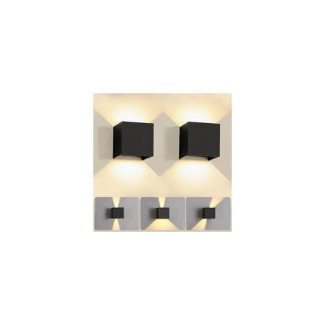 (Noir, 2 pièces) Applique murale d'intérieur LED 6W, angle de faisceau réglable, applique murale extérieure, lumière chaude 3000K, étanche, IP65, convient aux appliques murales de salon et de chambre (1/5)