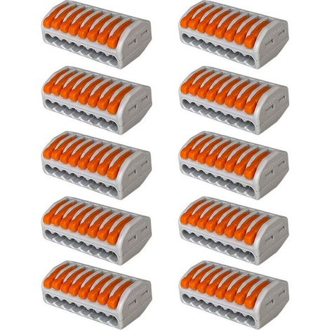 10 connettori per cavi tipo dado a leva PCT-218, connettori per cavi compatti a 8 porte, morsettiere compatte con connettore a molla (1/4)