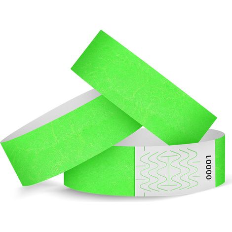 Bracelets d'accès - Bracelets événementiels - Bracelets de fête - Bracelets étanches - Idéaux pour le contrôle d'accès et la sécurité lors d'événements et de fêtes - Verts - Lot de 100 - 19 x 250 mm (1/5)