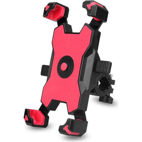 Support Téléphone Vélo Support Smartphone de Moto, Universel Porte Vélo du Guidon avec 360° Rotation pour Pouces GPS pour Smartphones Autres Appareils--Version guidon - rouge (1/4)