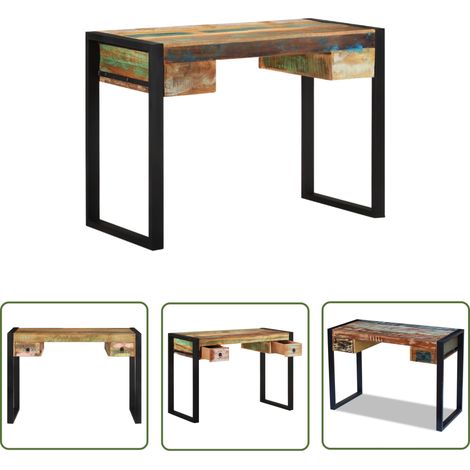 The Living Store Schreibtisch Altholz - Vintage Schreibtisch - Holz Schreibtisch - Recyclingmöbel - Schreibtisch Gebraucht - Industriel Style (1/5)
