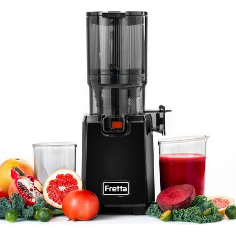 Extracteur à Mastication Lente 135mm Grande Goulotte (Noir) Sans BPA, 250W, Silencieux, Capacité 1,8L, Nettoyage facile (1/5)