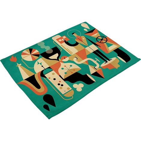 Set de table lavable à motif abstrait de personnage, isolant thermique et résistant à l'usure (8) (1/3)