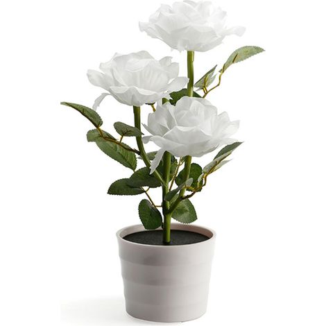 Lumière Rose 3 LED, Lumière de Jardin Solaire à Simulation LED, Éclairage Pot de Rose Solaire -KZQ (1/4)