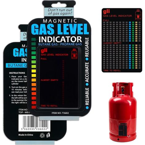 2 Pièces Indicateur de Niveau de Gaz Magnétique, Testeur Niveau Bouteille de Gaz Propane et Butane, Jauge de Gaz Réutilisable pour Cuisine, Barbecue, Camping et Caravane (1/5)