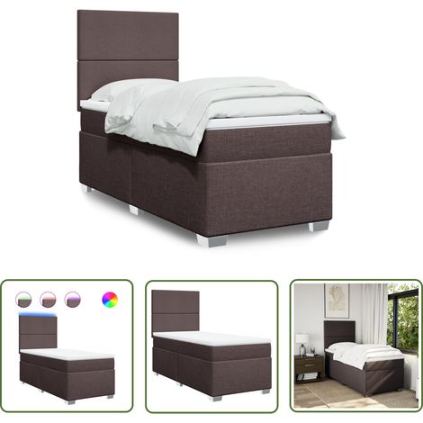 The Living Store Boxspringbett mit Matratze Dunkelbraun 100x200 cm Stoff - Boxspringbett - Doppelbett - Bettenrahmen - Lattenrost - Matratze (1/5)