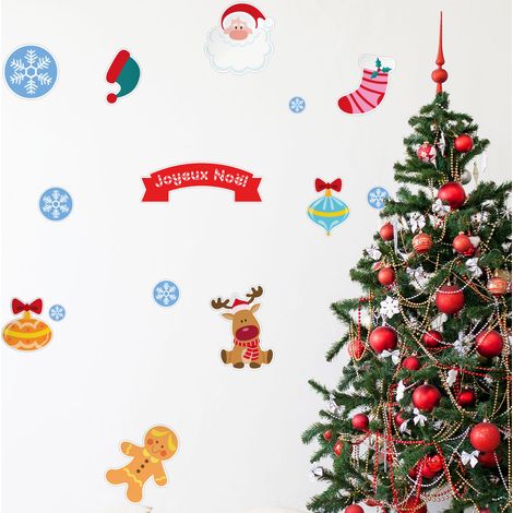 Sticker Noël décorations pour enfants - Autocollants stickers adhésifs noël - décoration fêtes - 110x130cm (1/4)