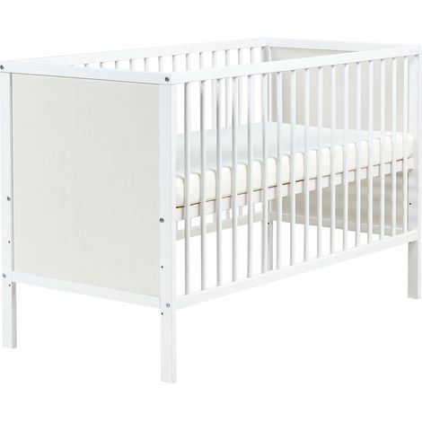 Culla minimalista per bambini 60 x 120 cm Dimensioni standard con barre Altezza regolabile MDF Bianco Zama