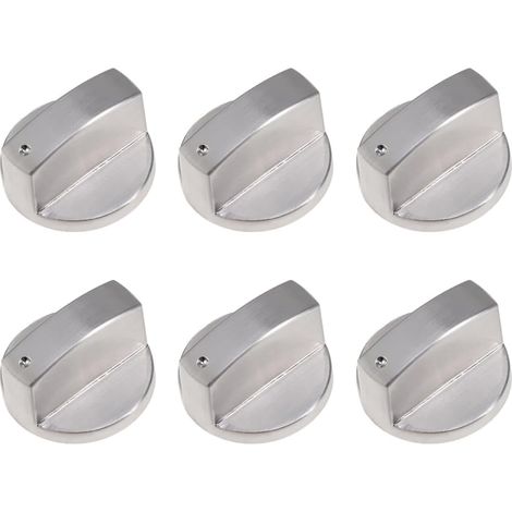 6 Pièces Boutons de Commande Universels en Métal Brossé pour Table de Cuisson au Gaz, Boutons de Commande Universels de 6mm Boutons de Commande Universels en Métal Brossé pour Cuisinière à Gaz (1/5)