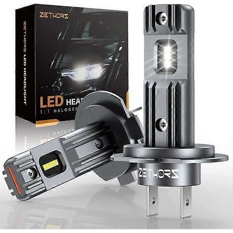 Ampoules H7, 40 000 lm, ultra-lumineuses (900 %), blanc froid 6 500 K, format mini halogène H7/H7LL (véritable équivalent), installation facile, lot de 2. (1/5)