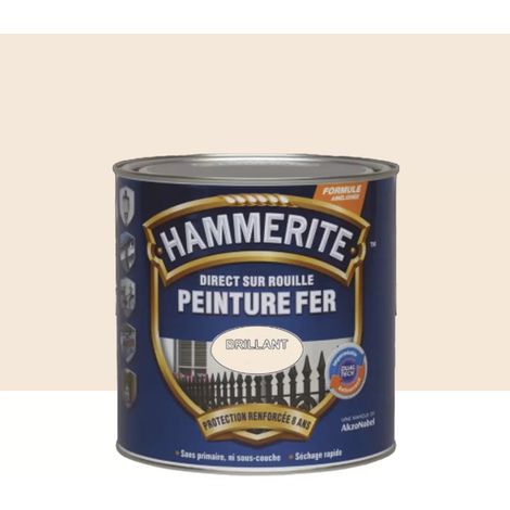 Peinture Fer Hammerite Direct sur Rouille Brillant Blanc Cassé 0,25 L (1/2)