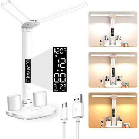 Lampe de bureau LED - Non spécifié - Double Tête - 3200mAh - Pliable - 3 Niveaux Dimmables (1/4)