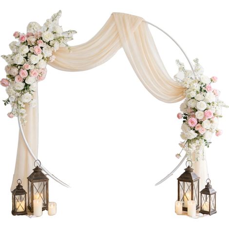 Kit de support d'arc en ballon, assemblage sans outil, construction en acier robuste, FR-Blanc 2M, 2x2m (1/2)