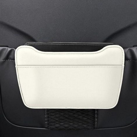 Auto Mülleimer Leder wasserdicht faltbar Aufbewahrungstasche für Rücksitz beige (1/5)