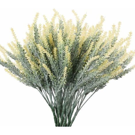 Artificial Lavender Flowers Fake Plants With Fake Plastic Wedding Bouquet for Centerpieces Home Kitchen Garden Farmhouse Decor 8 Pcs Yellow (1/5)