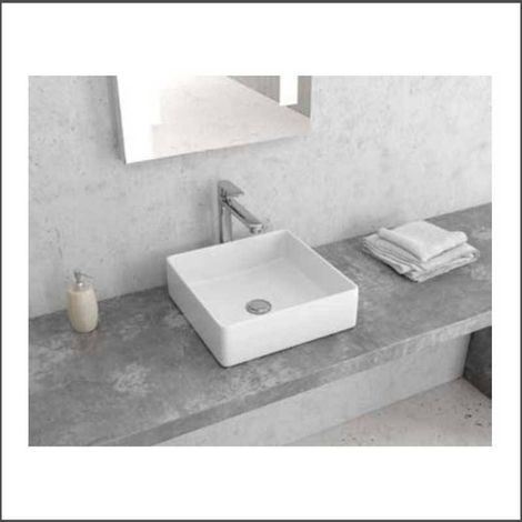 Lavandino quadrato piccolo 36cm ceramica slim Litos-0004 kamalu (1/2)