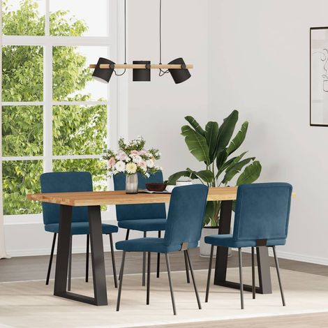 Maison Exclusive - Esszimmerstühle 4 Stk. Blau Samt
