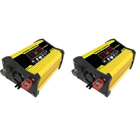 Adecuado para inversores de coche de 2 x 12 V a CA 220 V 4000 W, con pantalla LED, adaptador cargador convertidor de energía USB dual multifuncional.