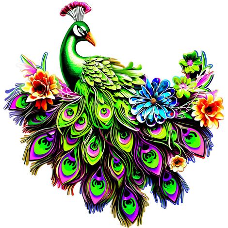 Décor mural en fer forgé motif paon 1 pc couleur verte design moderne (1/5)