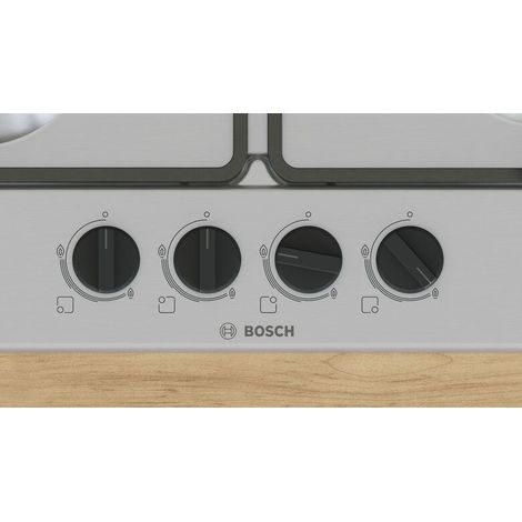 Bosch – Plaque de cuisson intégrée 60 cm – Acier inoxydable – Gaz 4 foyers – Allumage électronique d'une main – Puissance 7800 W