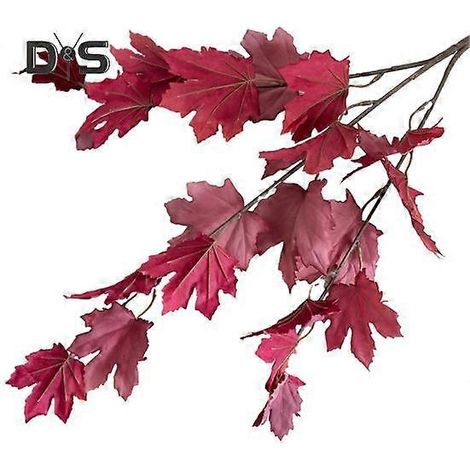 Feuille d'érable artificielle aux couleurs éclatantes, plante simulée, feuille d'érable réaliste exquise pour la décoration de la maison et des fêtesrose rouge (1/5)