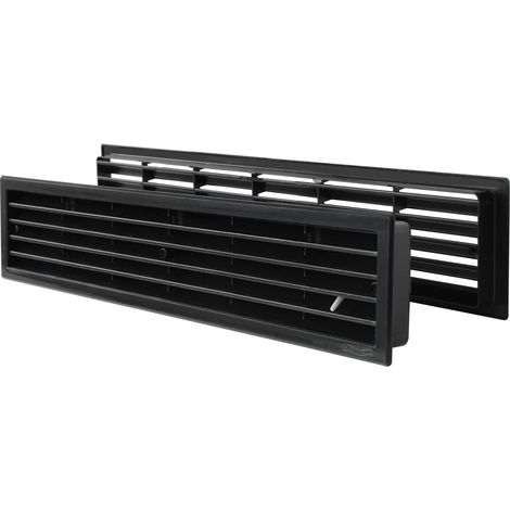 La Ventilazione PTTD459N Griglia Telescopica in Plastica Rettangolare con dosatore di flusso. Dimensioni 452x90 mm. Colore Nero (1/4)