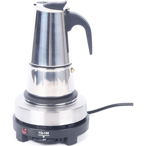 Machine à Café Espresso Maker Cafetière électrique Moka en Acier Inoxydable pour 4 Tasses 200 ml avec Poêle électrique 220V (1/5)