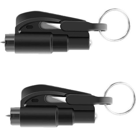 Due martelli di sicurezza compatti con portachiavi utilizzabili come rompivetro, martelli di sicurezza per auto e strumenti di fuga di emergenza a terra e in acqua. (1/5)
