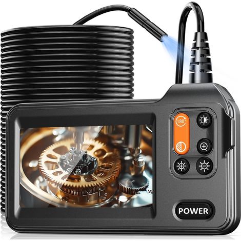 Caméra Endoscopique 15M, 1080P HD Ecran IPS 4,3 Pouces Endoscope Camera avec 8 Lumières LED, Caméra Inspection Canalisation, IP67 étanche, Câble Semi-Rigide