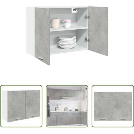 vidaXL Wandregal - Hängeschrank Lyon Betongrau 80x31x60 cm Holzwerkstoff (1/5)