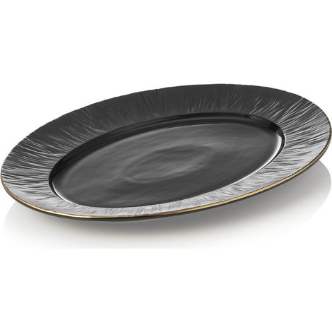 Plat 33 x 24,5 cm noir bord doré MAYA KURO lot de 2 - Was Germany (1/2)