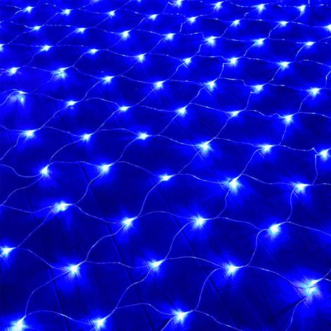 Guirlande lumineuse solaire bleue (24 V) 3 x 2 mètres [192 LED] avec prises mâle et femelle et transformateur inclus. (1/5)