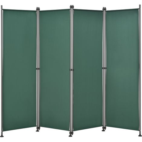 Frangivista con 4 pannelli in poliestere 215 x 170 cm verde scuro 030006554