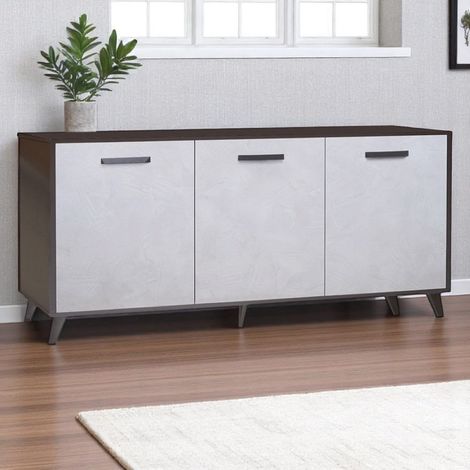 Madia in legno 160 cm a 3 ante Cemento Chiaro e struttura Antracite - LAELA (1/5)