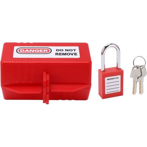 Ensemble de verrouillage de prise d'alimentation Kit de informatique antivol Petite boîte à serrure + cadenas 38 mm (1/4)