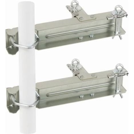 Fixation double - ERARD - Extra-forte - Acier - Zingué Galvanisé - Pour mâts Ø 30 à 50