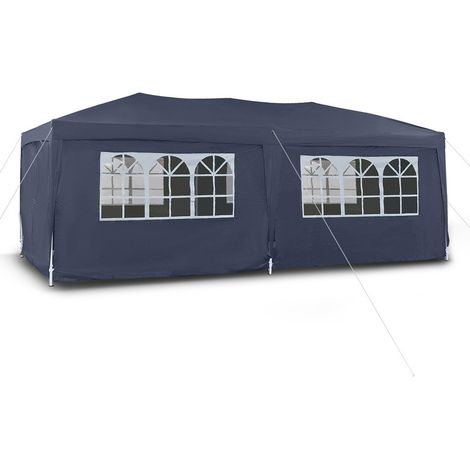 Garden Pop Up Gazebo,3 x 6m Height Adjustable Marquee Party Tent with Sidewalls,Blue (1/5)