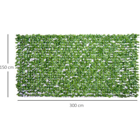 Brise-vue artificiel vert, résistant aux UV, avec feuillage, 300 x 150 cm (1/5)